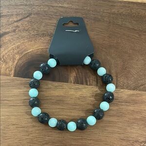 Elegant Black Lava and Amazonite Beaded Bracelet